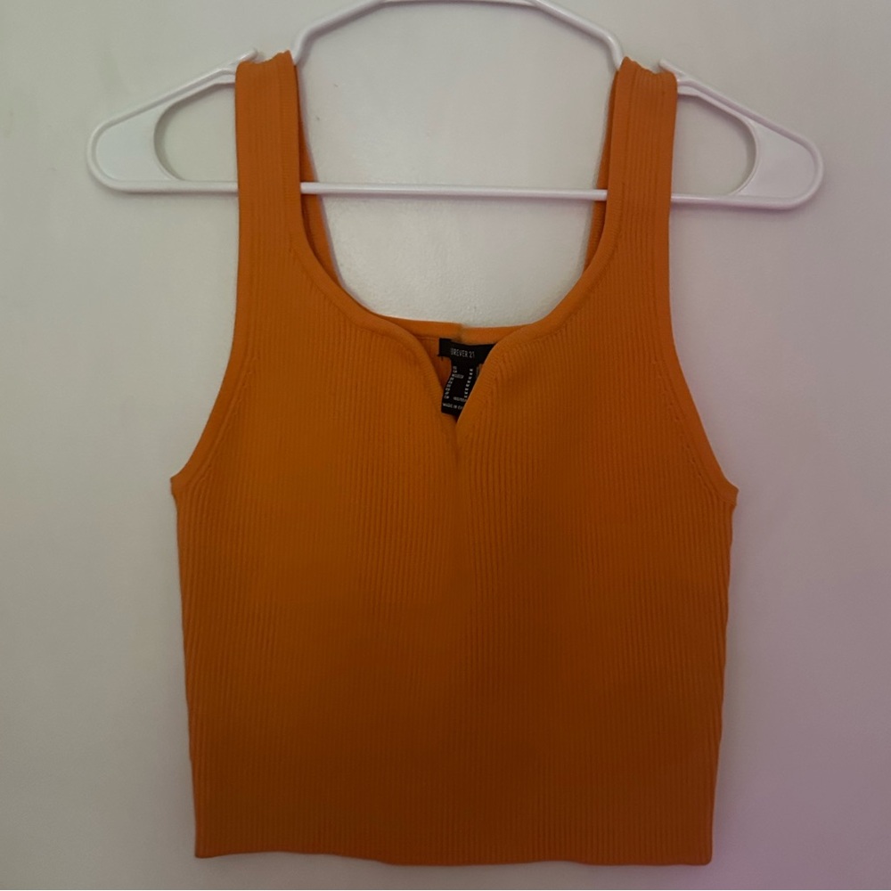 Forever 21 Vibrant Orange Ribbed Crop Top